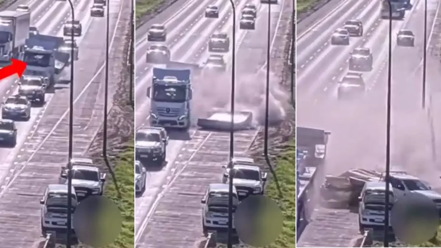 Dos planchas de cemento de 15 toneladas caen de camión en autopista australiana y causan tres heridos Dos planchas de cemento de 15 toneladas caen de camión en autopista australiana y causan tres heridos