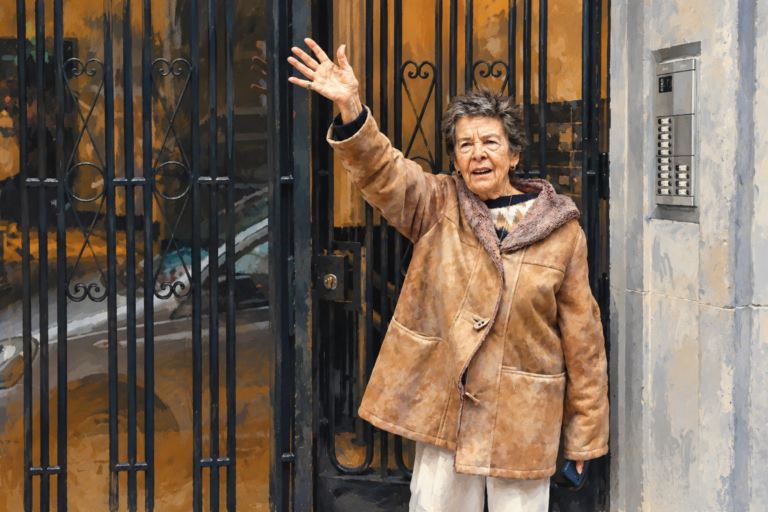 Maricarmen Abascal tras ser desahuciada de su vivienda en Madrid