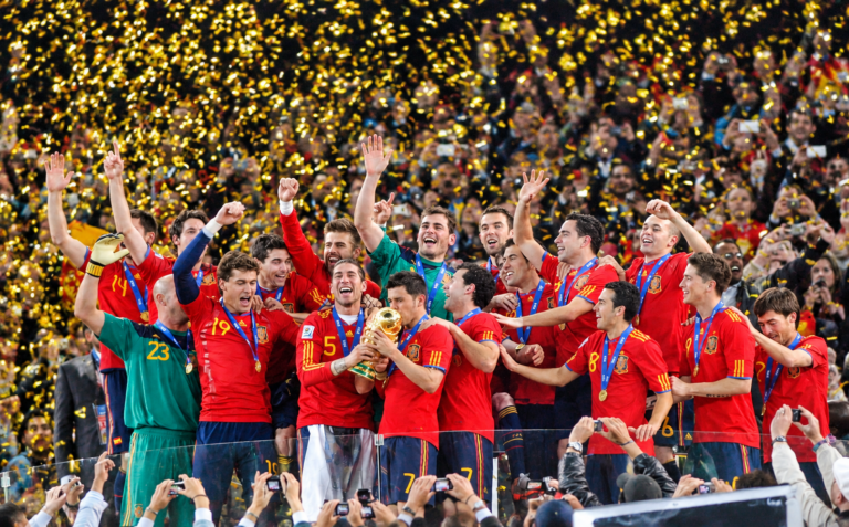 Selección española de fútbol durante la celebración de la final España-Países Bajos del Mundial de fútbol Sudáfrica 2010