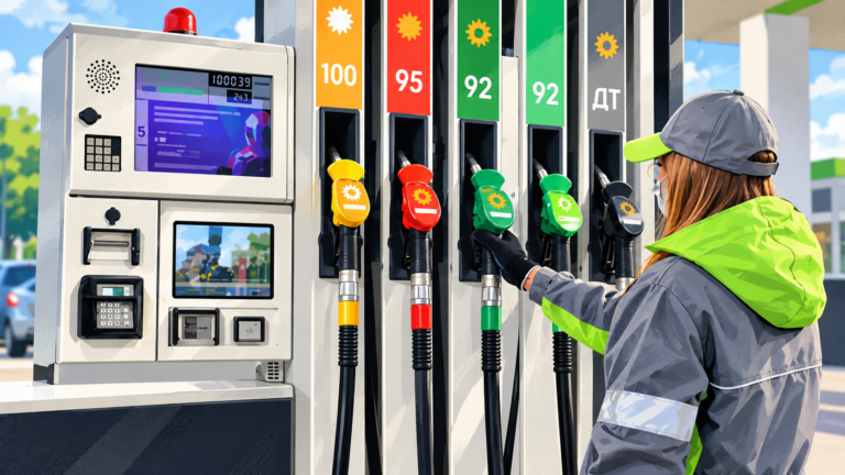 Surtidores de gasolina y diésel en una estación de servicio en España.