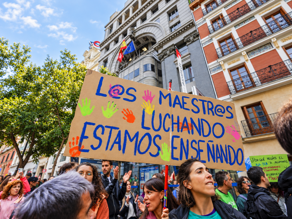 Miles de docentes protestan en Madrid durante la segunda jornada de huelga educativa Profesores se manifiestan en Madrid durante la huelga por la educación pública